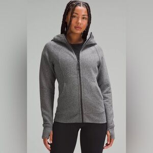 Lululemon Size 6 Scuba Full-Zip Hoodie Sweatshirt Heather Speckled Black